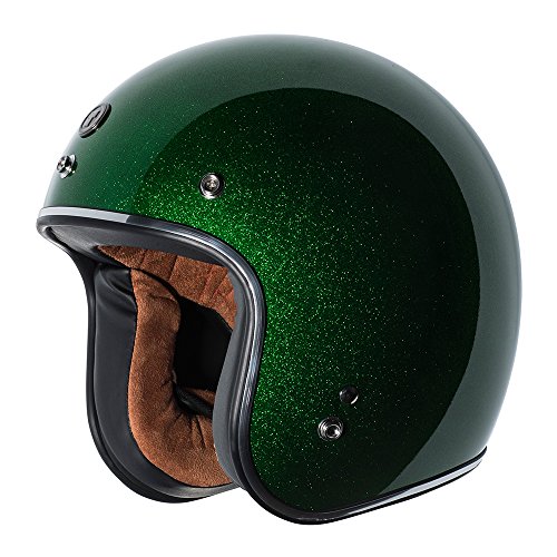 Torc Unisex-Adult Open-Face Style (T50 Route 66) 3/4 Motorcycle Helmet With Solid Color (Limecycle Green Mega Flake, X-Large) #TOP26