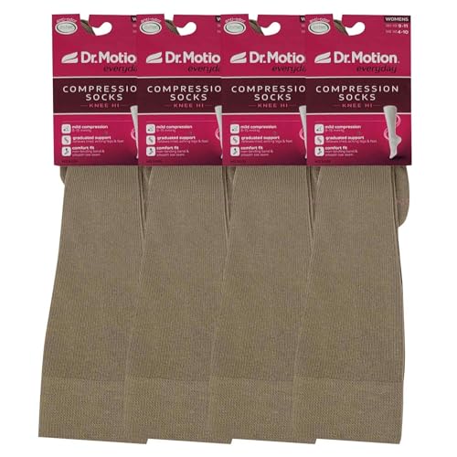 Image of Dr. Motion Compression Knee High Socks for Women - 4 Pairs Pack