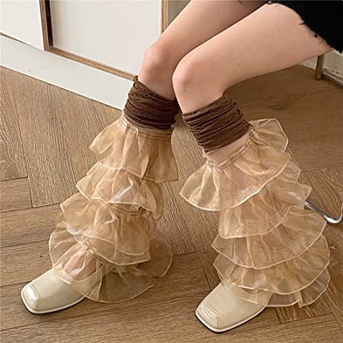 Image of SherryDC Girl's Y2k Kawaii Leg Warmers Cute Lace Harajuku Leg Sleeves Gothic Lolita Long Slouch Socks for Women