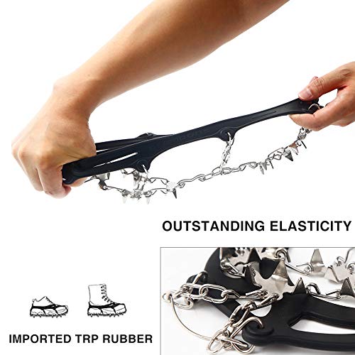 Mounchain Crampons, 19 Stainless Steel Spikes Traction Cleats, Ice & Snow Grips for Safe Outdoors, Such as Climbing, Hiking, Walking, Jogging (L) - Thumbnail 4