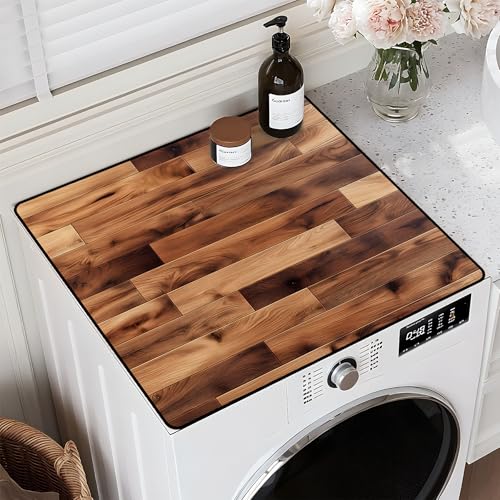 Image of Non-Slip Washer & Dryer Top Cover Mat Dust-Proof Protective Pad with Absorbent Surface & Rubber Backing, Waterproof & Heat Resistant Laundry Room Decor (Wood grain, 23.6 inch x 19.7 inch)