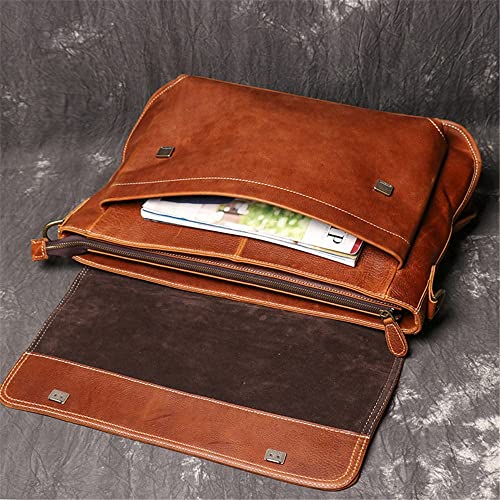 Retro Men's Handbag Large Capacity Briefcase Messenger Bag 15.6 Inch Computer Bag Horizontal4
