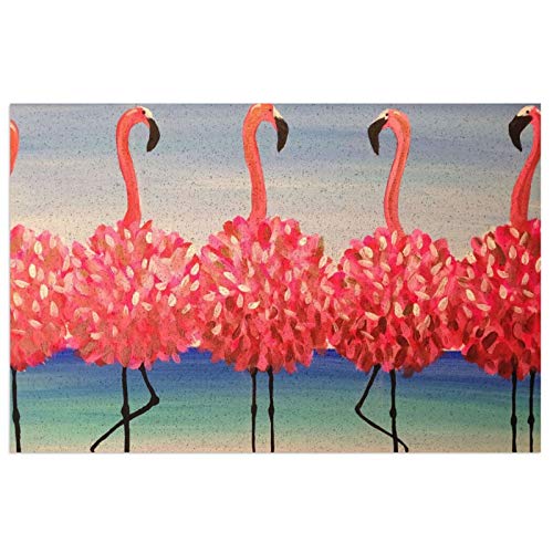 Antcreptson Flamingos On The Beach Pvc Super Absorbent Outdoor Welcome Mat(15.7X23.6 Inches)–Non-Slip Net Backing,Heavy Duty,Waterproof,Easy Clean,Low Profile Mat For Entry,Dust Trapper,Eco-Friendly #TOP1