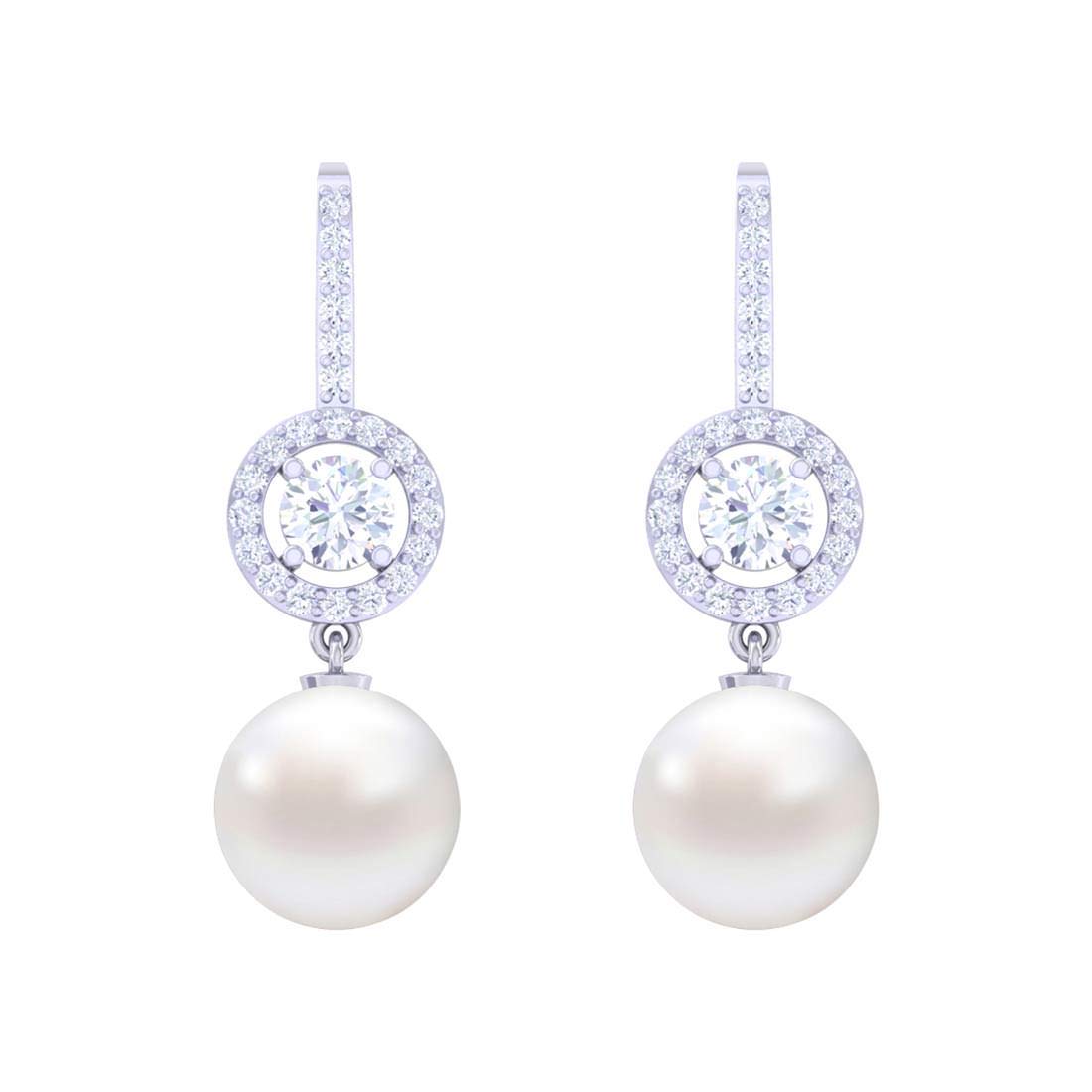 CLARA 92.5 Sterling Silver Swiss Zirconia Pearl Earrings |Gift for Women and Girls (B07Z918KDP) Amazon Price History, Amazon Price Tracker