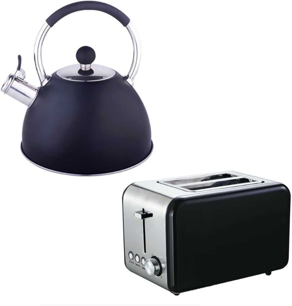 Dream Home Stainless Steel Kettle & Toaster Combo Corel Black (Cream