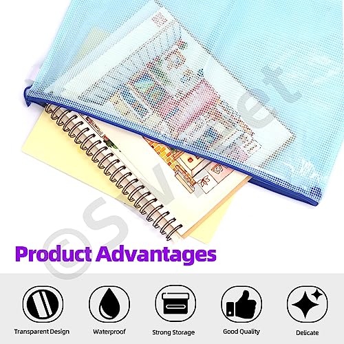 Image of Swpeet 7Pcs 3 Sizes A3 A5 19 x 25 Inch Storage Bag Art Portfolio Bags with Zipper and Handle Assortment Kit, Mesh Folder Organizers Art Portfolio Bags Posters Storage BagTransparent Bag
