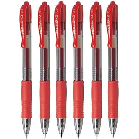Paquete de 6 Bolígrafos de Gel PILOT G2 07 Rojo Fino Retráctil Cover