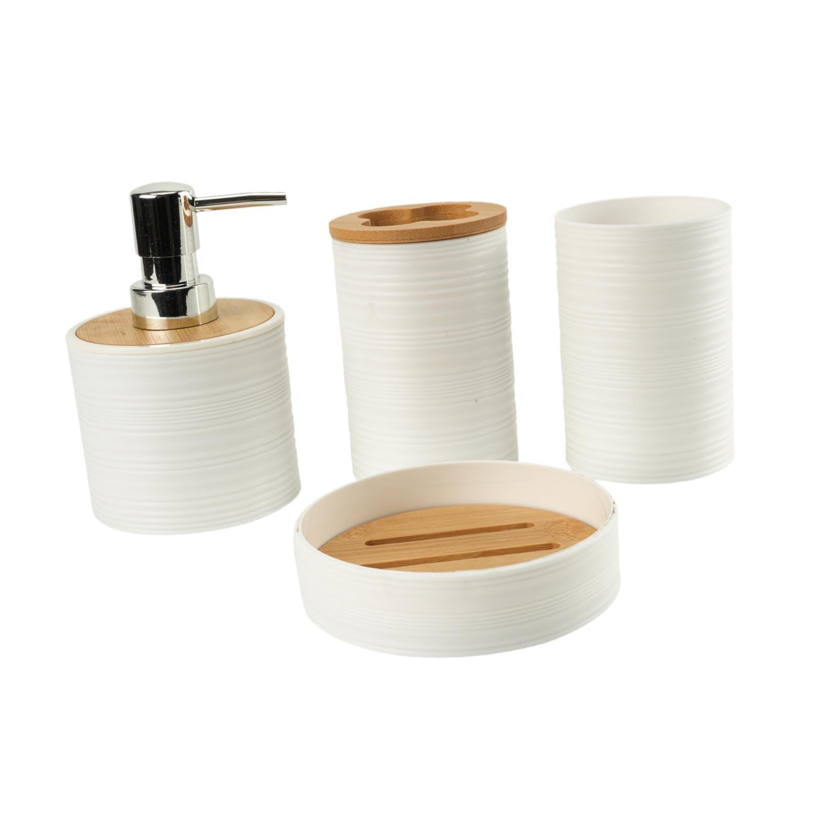 Baoblaze Ensemble d'accessoires de Salle de Bain 4 pièces, Ensemble Complet d'accessoires de Bain, décoration de Salle de Bain, Porte-Brosse à Dents, gobelet, Blanc
