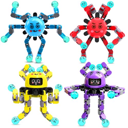 Image of ASIOWELY Transformable Fidget Spinner Toys for Kids and Adults,4 PCS Finger Sensory Toy for Boys Girls Autism ADHD Relief,Gifts for Chrismas Birthdays Party Favors for Teens Travel Stocking Stuffers