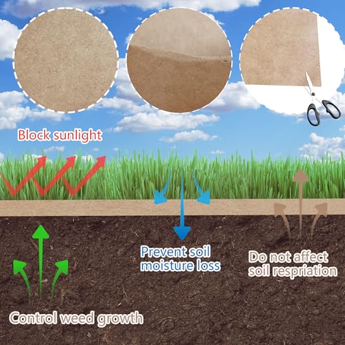 Image of Biodegradable Weed Barrier, 4 x 50 Ft Heavy Duty Garden Paper Biodegradable Landscape Fabric Paper Garden Mulch Rolls Weed Barrier for Weeds, Paper Mulch Rolls Garden Paper for Outdoor Garden Lawn