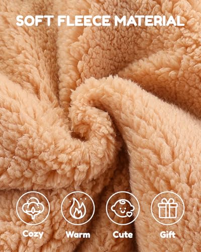 JiAmy Baby Winter Overall Mit Kapuze Schneeanzüge Outfits Fleece Bär Strampler Jungen Mädchen Jumpsuit Spielanzug Braunbär 0-3 Monate