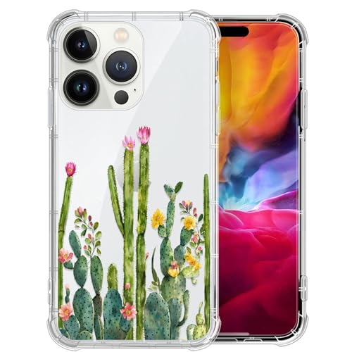 Coque compatible avec iPhone 15 Pro silicone motif cactus 6,1"