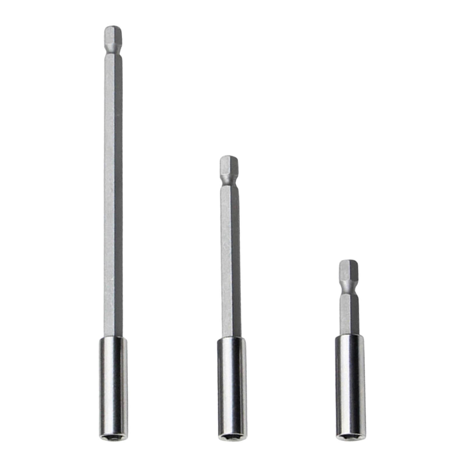 KinetiCore 3 Pack Magnetic Drill Bit Holder Extension Set, 1/4 Inch Hex Shank Carbon Steel Screwdriver Bit Extender Bar, 6cm 10cm 15cm Length for Electric Drill Impact Driver Hand Tools