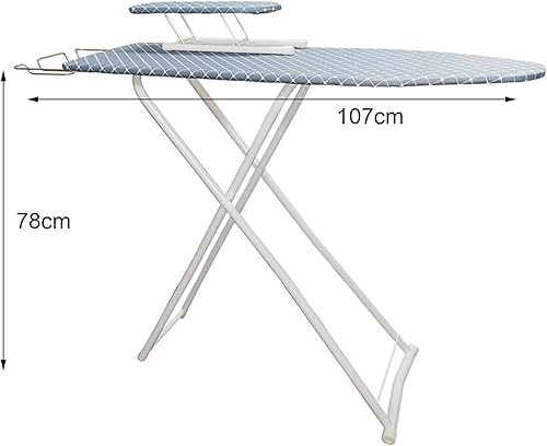 Miniatura 2 de Tabla de planchar tamaño matrimonial, 42 x 12 x 31 pulgadas, resistente, compacta, altura ajustable, grisazul