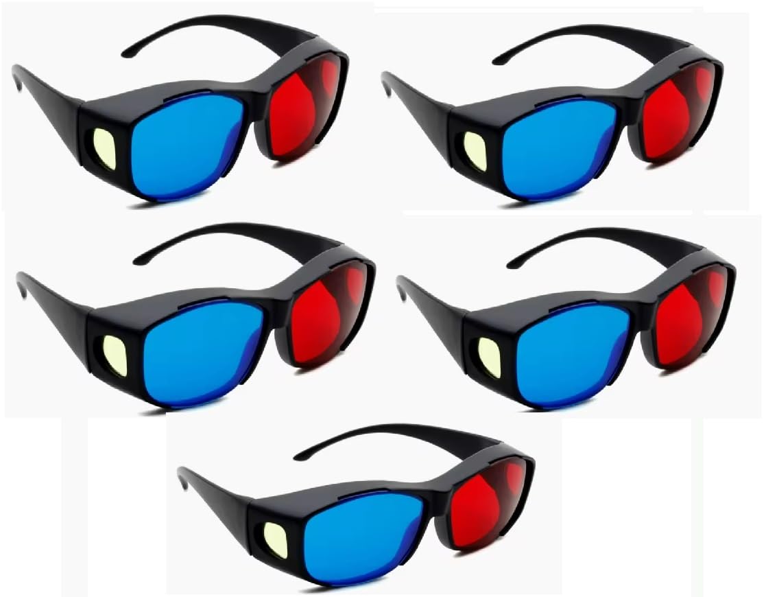 JD-06 Nvidia Red & Anaglyph 3D Plastic Frame Glasses ( 5 Pcs.Pack ) Red & Cyan 3D Video / Magazine