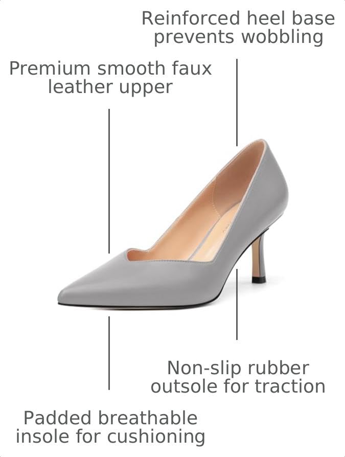 Image of Women Pointed Closed Toe 2.5 Inch Kitten Heel Slip On Pumps