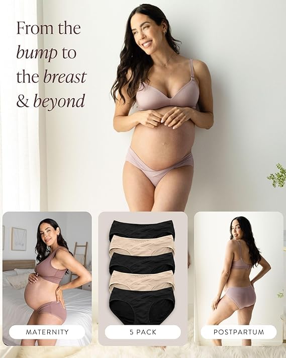 GEIFA® Pack of 5 Maternity Panties, Low Waist, Cotton, v Shape, Super Comfortable, Pregnancy Plus Size (S to 4XL) (in, Alpha, L, Plus Assorted Color - Image 4 thumbnail