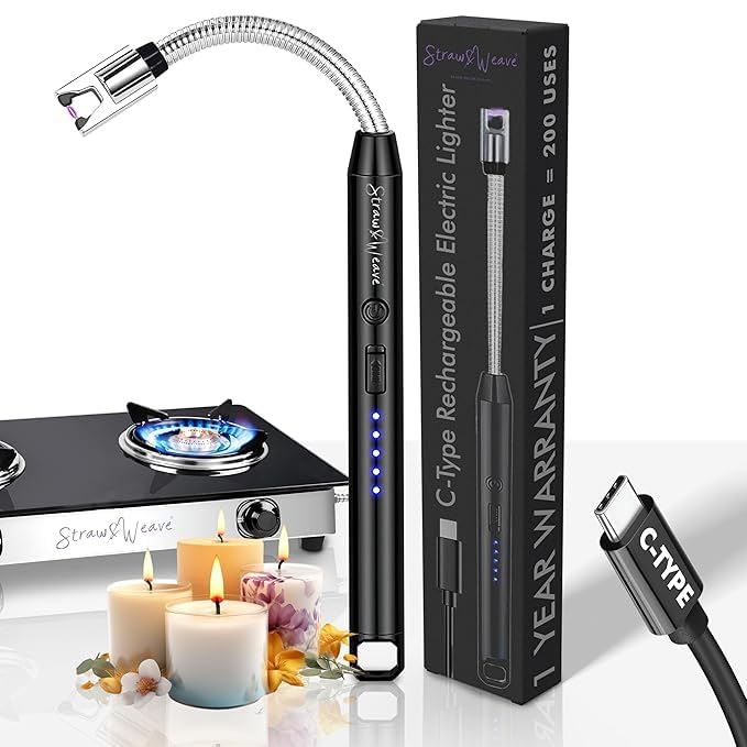 Rechargeable Electric Arc Lighter for Kitchen, Gas Stove & Candles – USB Type-C, 360° Flexible Neck, Windproof Flameless Lighter for Pooja, BBQ & Multipurpose Use (Black) Quick Needs-picture-19