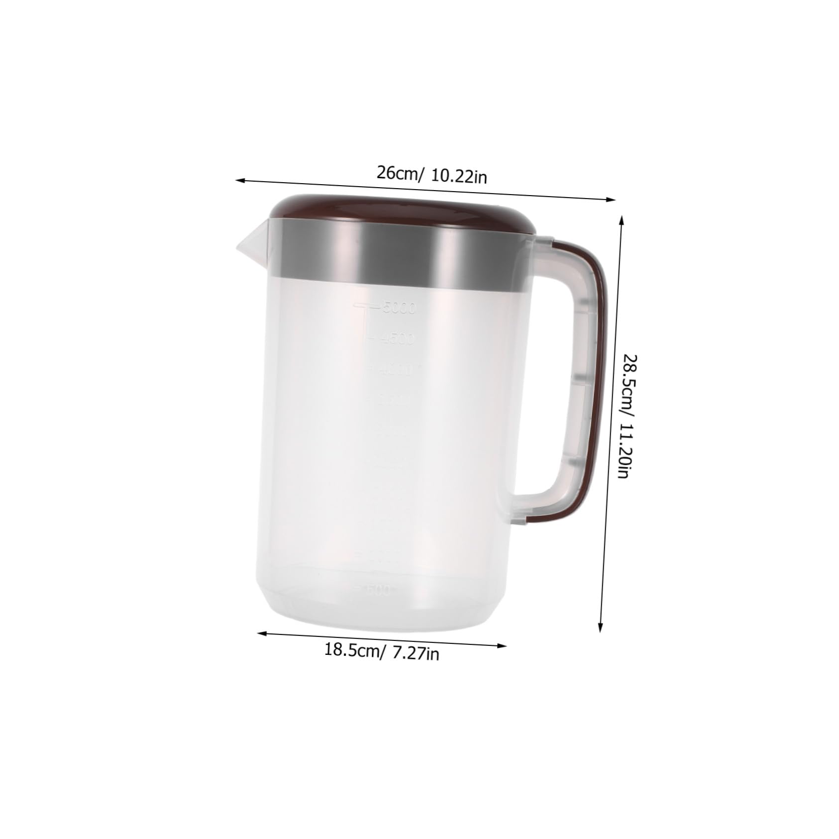 Ciieeo Kunststoff Wasserkrug mit Deckel 5 Liter Pp Material Messskala Kühlschrankkrug für Kalte Getränke Saftkrug mit Großem Fassungsvermögen und Verdicktem Design