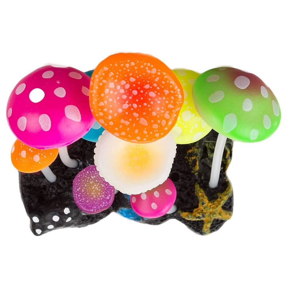Ancllo Green Glowing Effect Artificial Mushroom Aquarium Plant Decor Ornament Decoration For Fish Tank Landscape