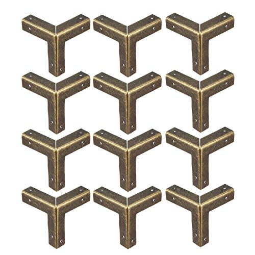 Image of uxcell Metal Box Corner Protectors Edge Guard Protector 33x33x33mm Bronze Tone 12pcs