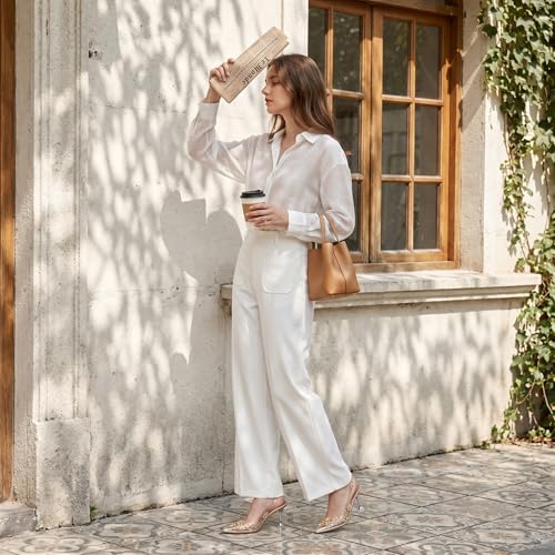Image of AUMOTED Women's Clear Mule Sandals Pointed Toe Slingback Heels Rhinestone Heels Pumps Wedding Shoes
