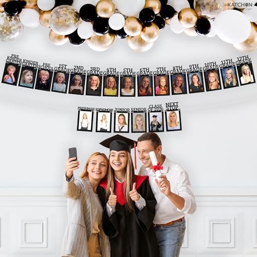 Image of KatchOn, Felt K-12 Graduation Photo Banner 5x7 - Photo Cards 12+6 | Grad Banner 2026 Personalized | Kindergarten Grad Backdrop | Graduation Decorations 2026