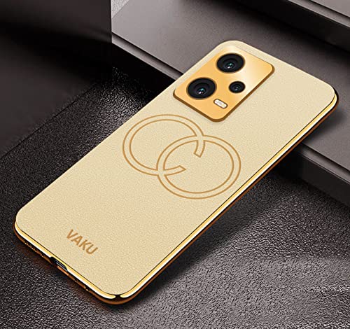 Image of Vaku Luxos Skylar Back Cover Case for Xiaomi Redmi Note 12 5G with Leather Pattern Design Gold Electroplated Soft TPU Cover| Shockproof Protective Case - Gold