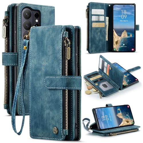 Étui Samsung S26 Ultra 5G étui portefeuille bleu cuir synthétique fentes cartes