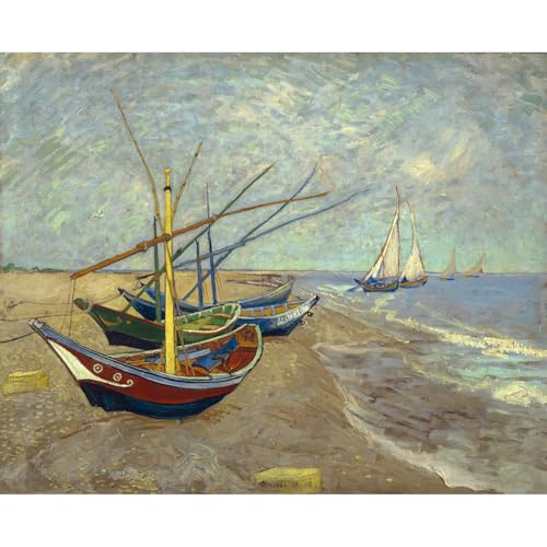 Van Gogh Bateaux de pêche à Sainte Marie toile giclée pour décoration murale de salon moderne