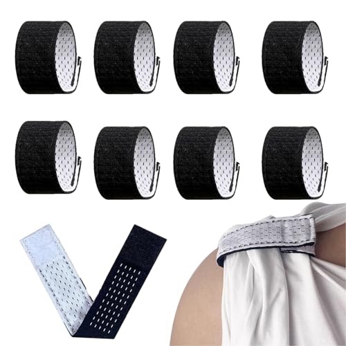 8 Count Softball Sleeve Holders Breathable Mesh Material Adjustable Straps for Sports Shirts Baseball Soccer Sports Bands - Black White