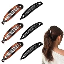 6 Pcs Banana Clip, 6.1 Inch Large Banana Clips for Women, Firmly Fixed, Suitable for Thick and Thin Hair, Suitable for Women Girls Black + Amber
