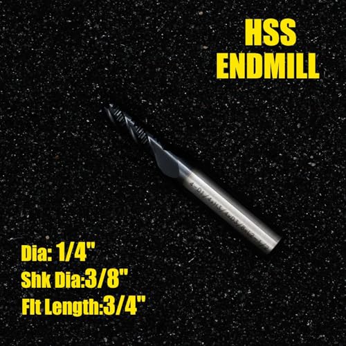 Image of Roughing End Mill JESTUOUS HSS Square Nose 4 Flute Fine Tooth Bit 3 /8 inch Shank Dia. 3 /4 inch Flute Length for Milling Metal Steels,1 Piece