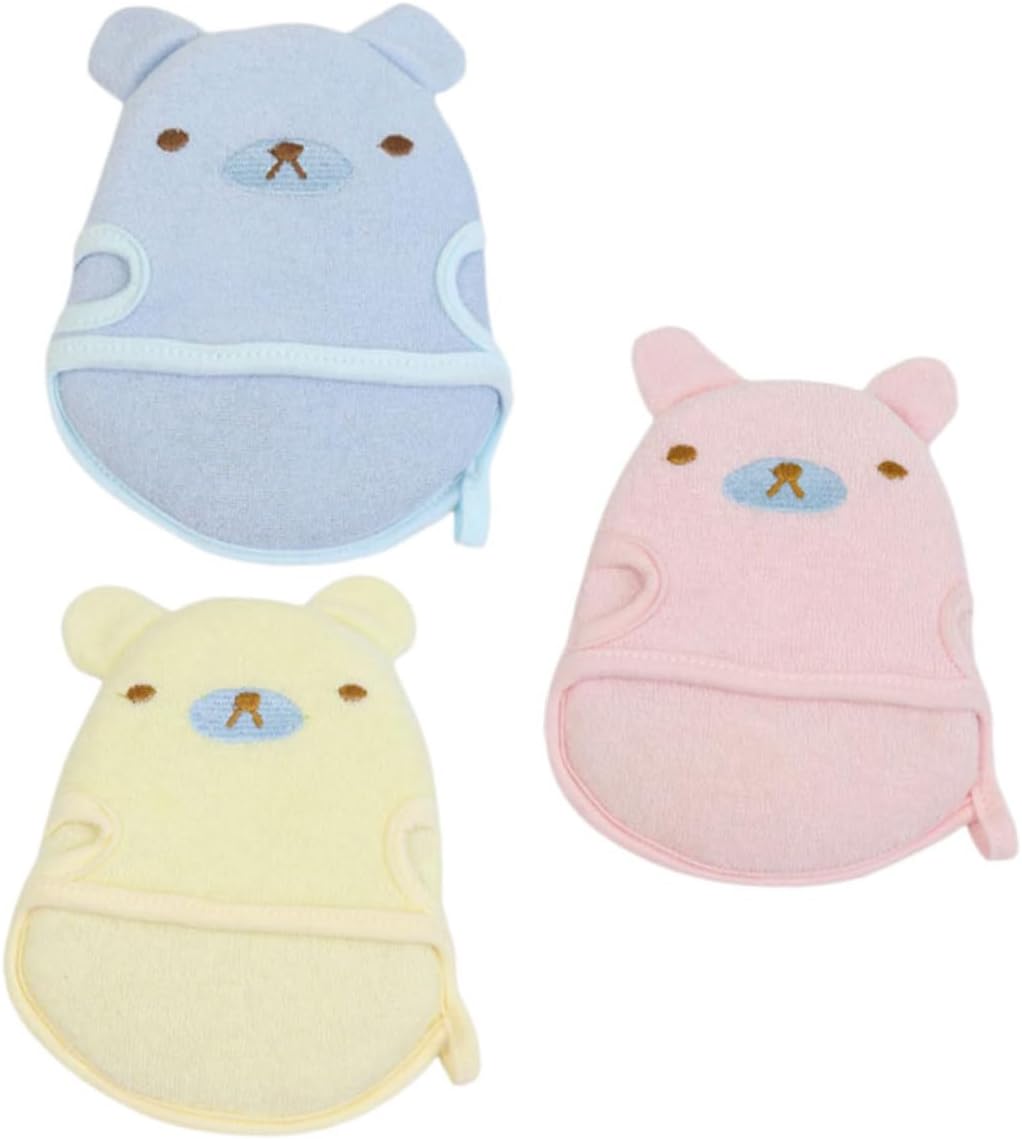 3pcs Newborn Bathing Cartoon Animal Bath Towels Exfoliating Shower Gloves Soft Wash Mitts Newborn Care Supplies