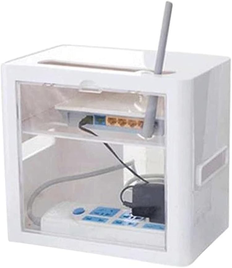 Storage Boxes Large Wireless Router Storage Box Cable Power Plus Wire Bracket Storage Box Plastic Wall Shelf Hanging Plug Bracket Box/Black