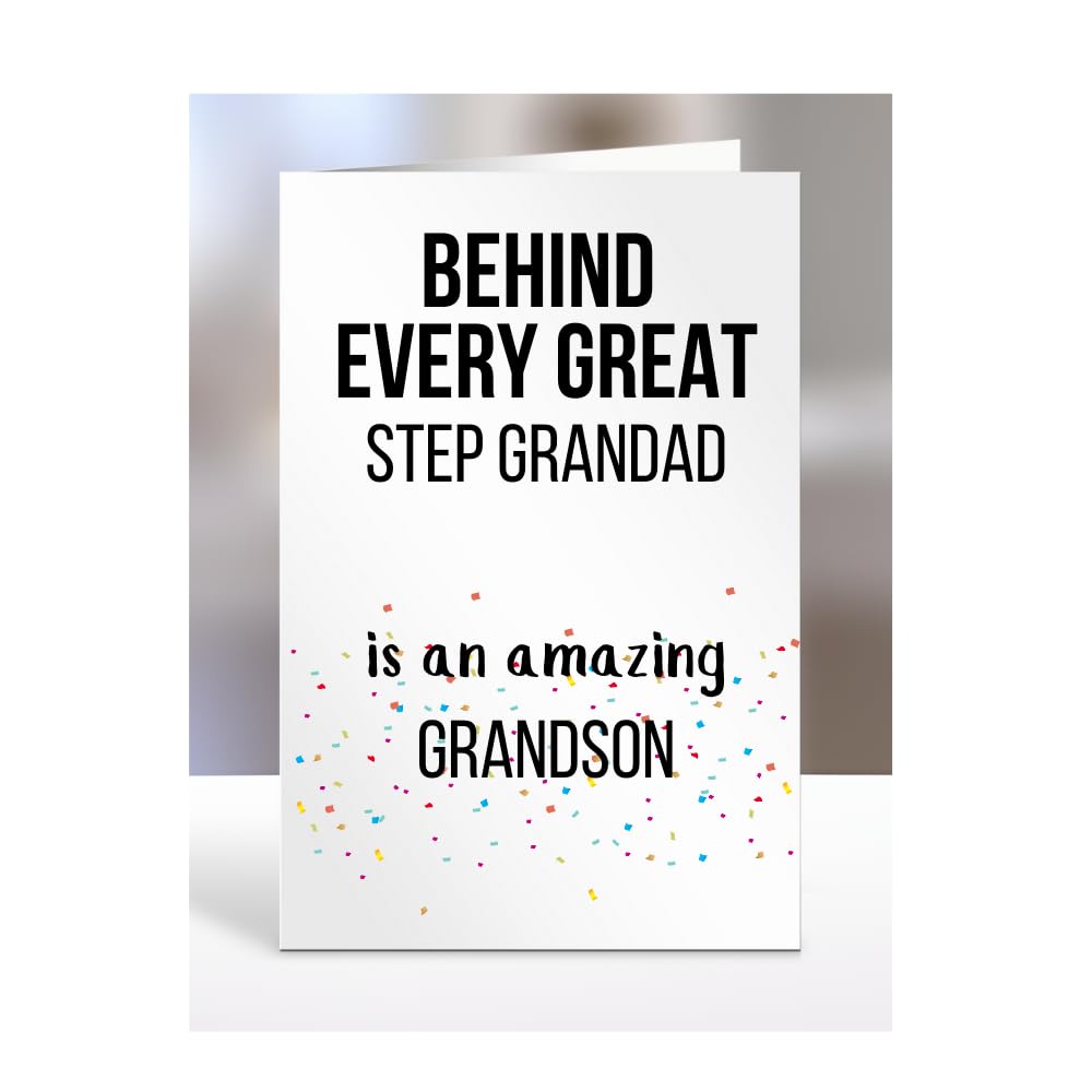 Birthday cards for Step Grandad from Grandson, Gifts for Him, Her, Men, Women, Presents for Christmas, Behind Every Great An Amazing, Cute, A5-255c_16