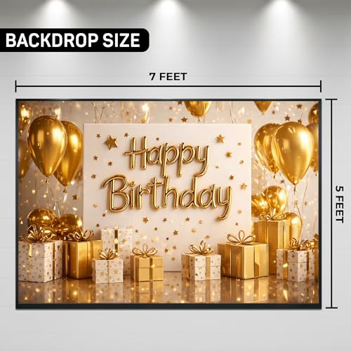 Image of Happy Birthday Theme Backdrop Banner 5x7 ft - Digital Print Cloth Background, Reusable Birthday Party Wall Decoration for Girls, Photo Booth & Stage Decor (BD 20)