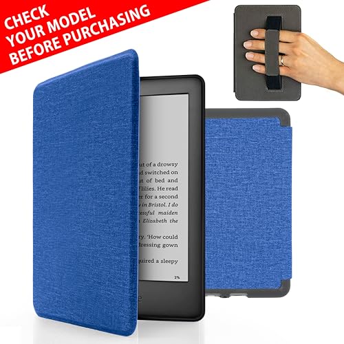 MyGadget Funda para Amazon Kindle Paperwhite 10ª Generación 2019 (J9G29R)   Case para E   Reader | Ebook   Carcasa de con Agarre elástico y Tapa Magnética   Azul Oscuro