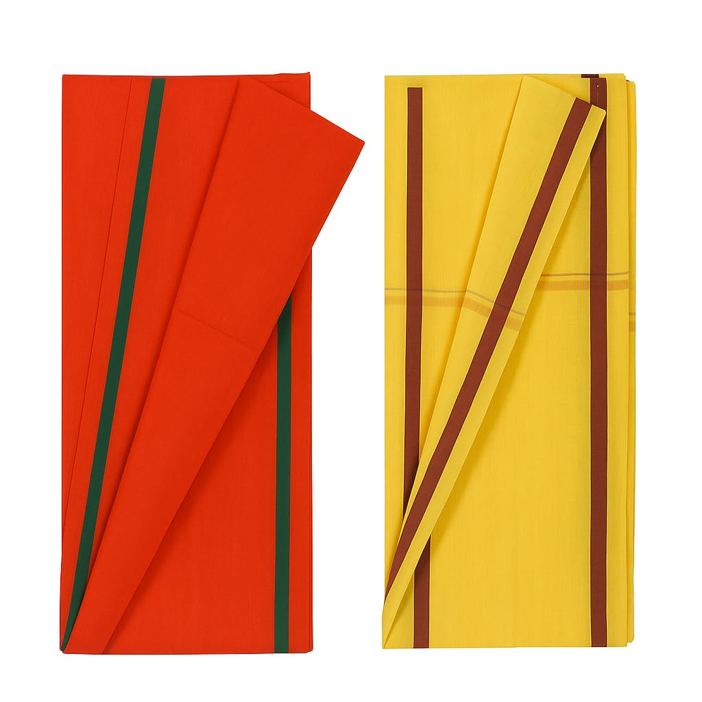Vandana International Trader Pure Cotton Soft Gamcha for Men Traditional Boys Cotton Stole SeT (Maroon and Yellow Combo) (Set of 2)-image-42