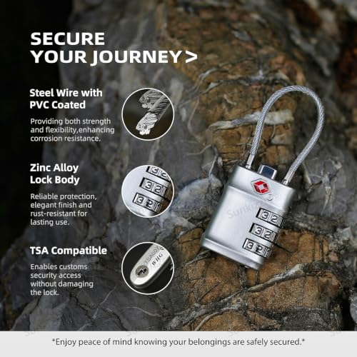 Image of Sunkizzrs Set of 2 Metal Luggage Locks for Travel