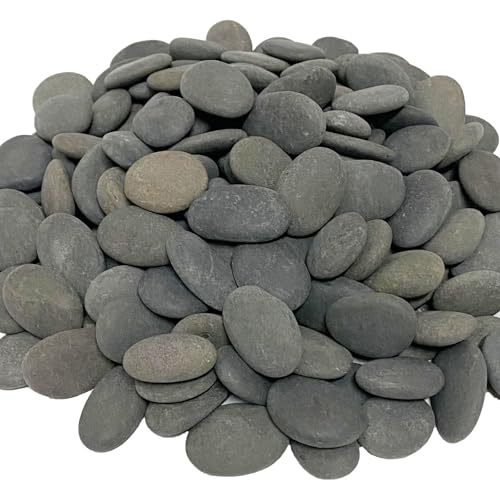 juexiyarticle 900g Flache Steine zum Bemalen, Kieselsteine zum Basteln,Flusssteine für Aquarium Steine Grau Dekosteine,1.5-3cm