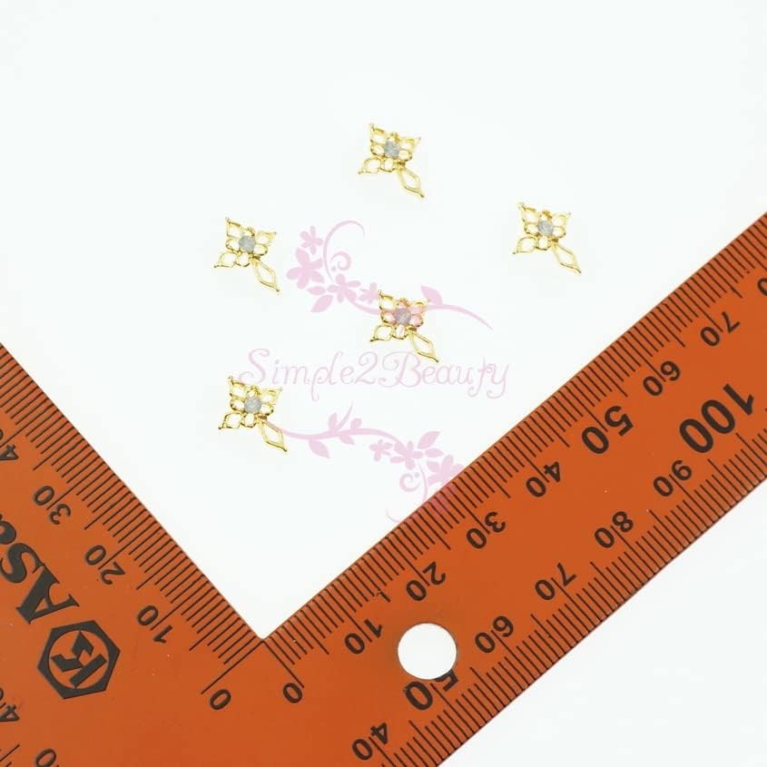 100PCS/LOT Hollow Out Flower Cross Curved Back Gold Tone 3D DIY Salon Acrylic Nail Art Alloy Charms Jewelry Manicure Decorations|Rhinestones & Decorations| -