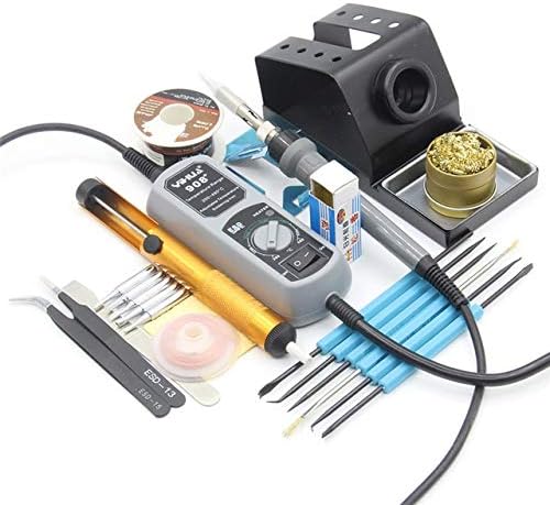 Soldering Occus 908+ 110V to 220v 60W mini electric iron Soldering iron Tweezers Iron frame Solder wire rosin Toolkit - (CN, Power: 220V EU, Color: A)