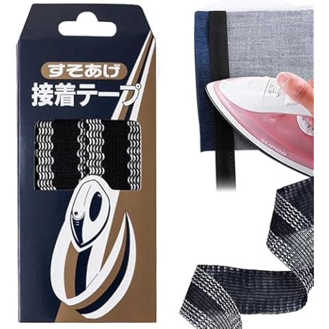 Iffitya Hem Tape for Pants 1.3 Yard Iron-on Instant Hem Tape, Permanent No Sew Hemming Tape, Washable Hem Adhesive Tape, Black Iron on Pants Shortening Tape, Hem Fabric Tape Cover