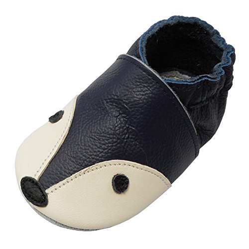 YIHAKIDS Premium Weiche Leder Krabbelschuhe Babyschuhe Kleinkind Lauflernschuhe(Size XL,Navy blau,18-24 Monate,24/25 EU)