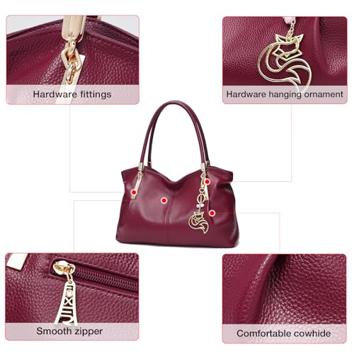 Image of FOXLOVER Soft Genuine Leather Medium Purses for Women Tote Bag Handbags with Top-handles Shoulder Satchel Purse
