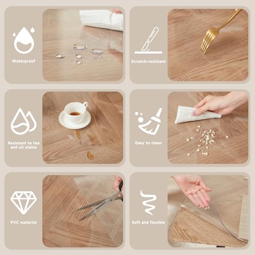VITA FELICE PVC Table Protector Clear Plastic Waterproof Table Cover for Dining Table, Heavy Duty Wipe Clean Transparent Mat,Tablecloth for Worktop Kitchen Restaurant Party Events (90cm x 180cm) - Image 3
