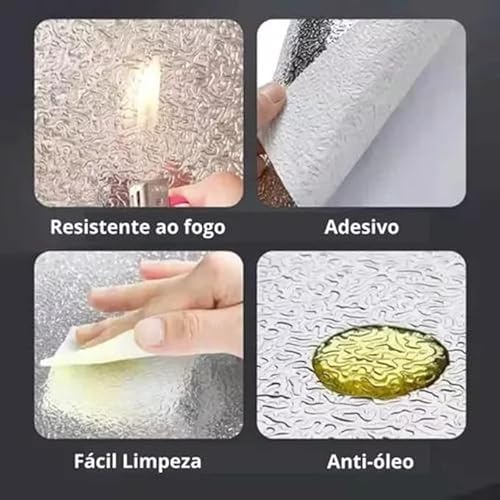Manta Impermeável Anti Gordura Adesiva Alumínio Forro Armário Gaveta Cozinha Banheiro Rolo 2 Metros