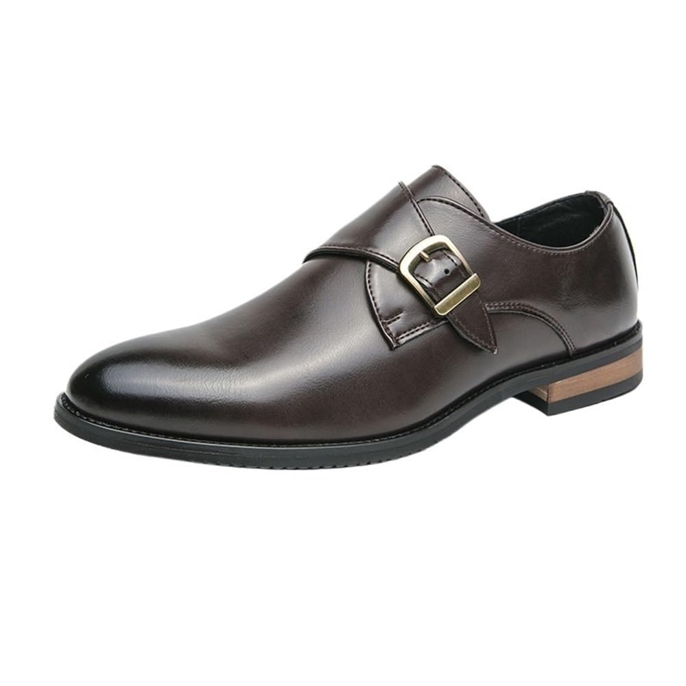 Mens Leather Buckle Oxford Dress Shoes Business Pointed Toe Office Tuxedo Wedding Shoes Fashion Comfortable Formal Party Footwear