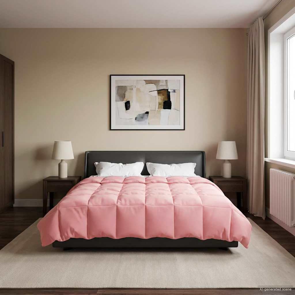 Generisch Piumone invernale imbottito, rosa, 220 x 240 cm, in microfibra, con morbido materiale vellutato, lavabile in lavatrice, double face, per notti accoglienti